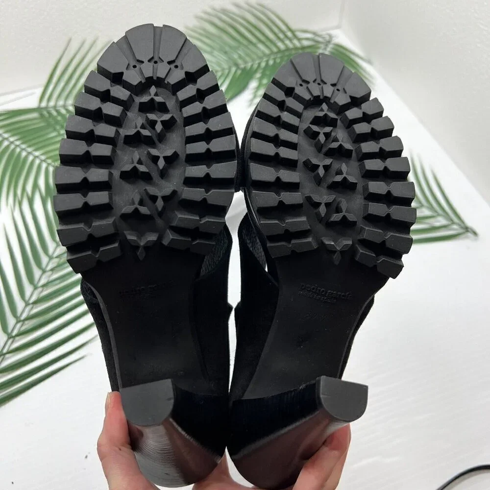 Pedro Garcia Yuval Black Leather Open Toe Slingback High Heel Sandals Size 39.5